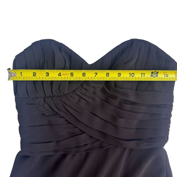 ABS Allen Schwartz Brown Chiffon Strapless Gown Floor Length Dress Size 4 NWT - Picture 8 of 13